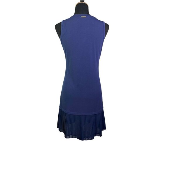 MICHAEL Michael Kors Women True Navy Sleeveless Pleated Hem Dress Size XS - Picture 6 of 10
